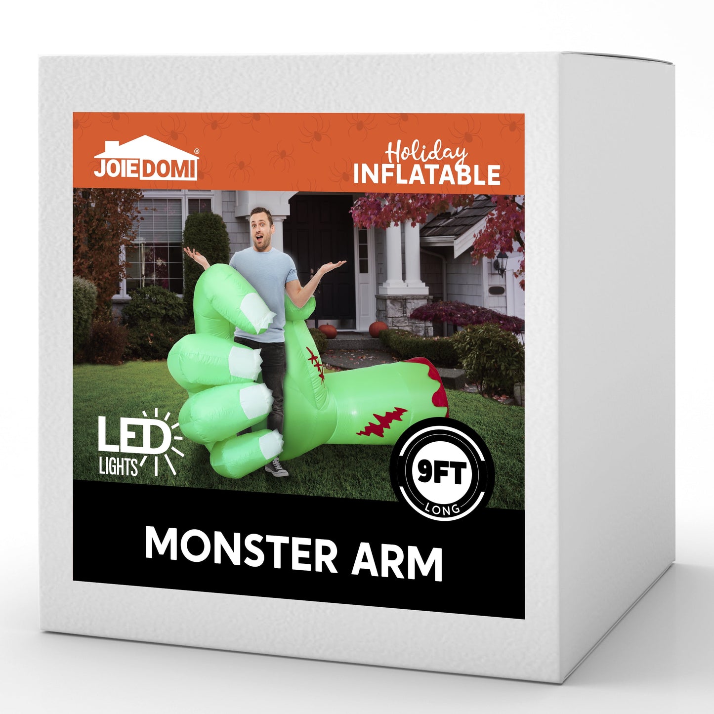 9Ft Halloween Inflatables Broken Hand,Giant Zombie Arm Outdoor Decoration with Built-In Leds,Scary Green Giant Hand Blow up Yard Decorations