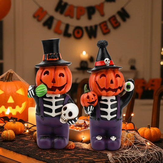 2 Pcs Light up Halloween Pumpkin Decorations, Tabletop Halloween Decor Indoor with Color Changing Lights, Halloween Gifts