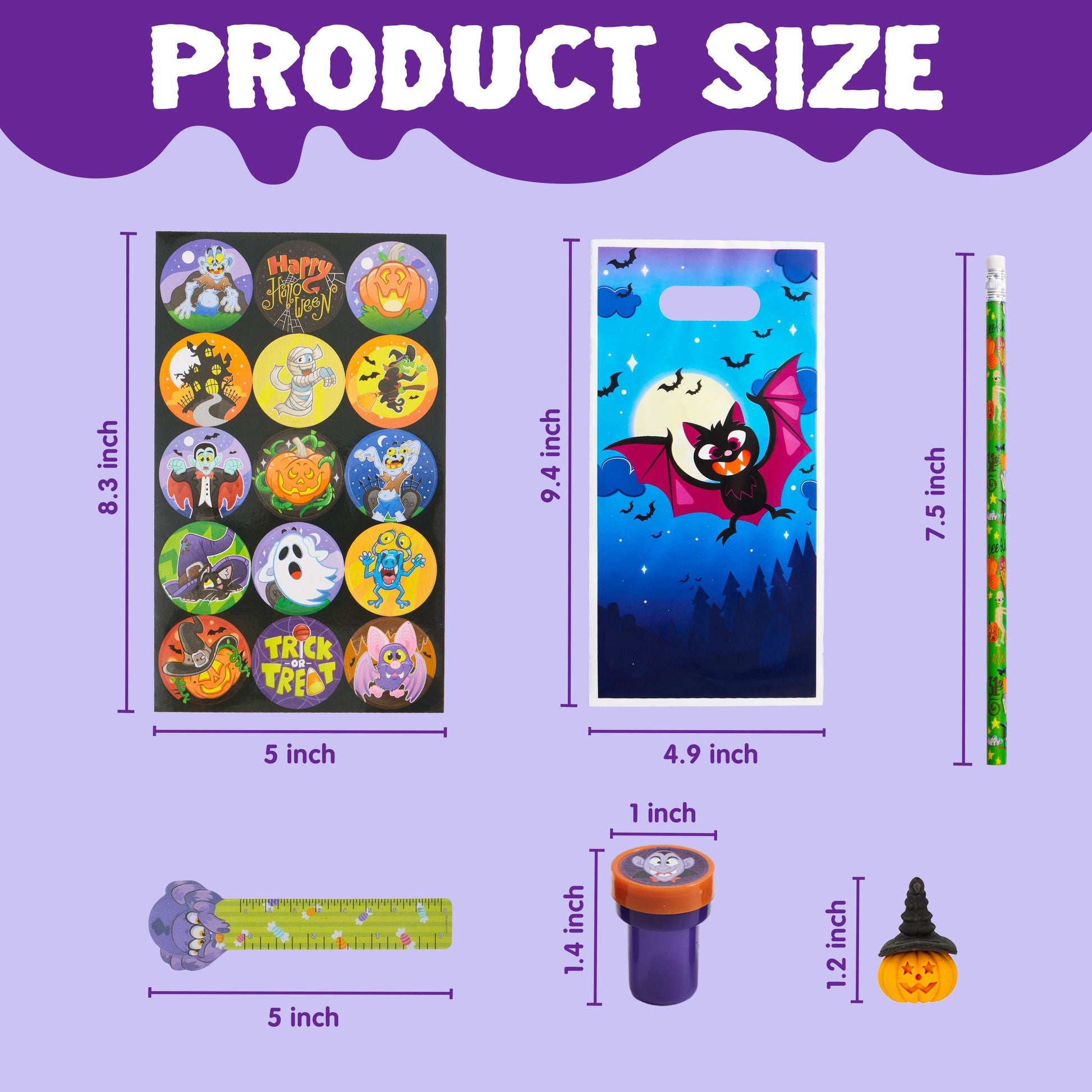 144 Pcs Halloween Stationery Set for Kids,Halloween Pencils Stickers Erasers Stamps Party Favors,Halloween Trick or Treat Bags,Halloween Gifts for Kids,Classroom Favors