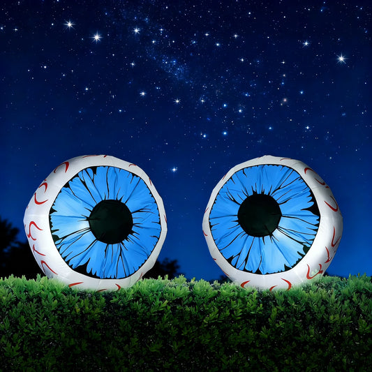 2 Pack Halloween Inflatable Huge Blue Eyeballs with Build-In Leds Halloween Blow up Yard Decorations,3 FT Diameter