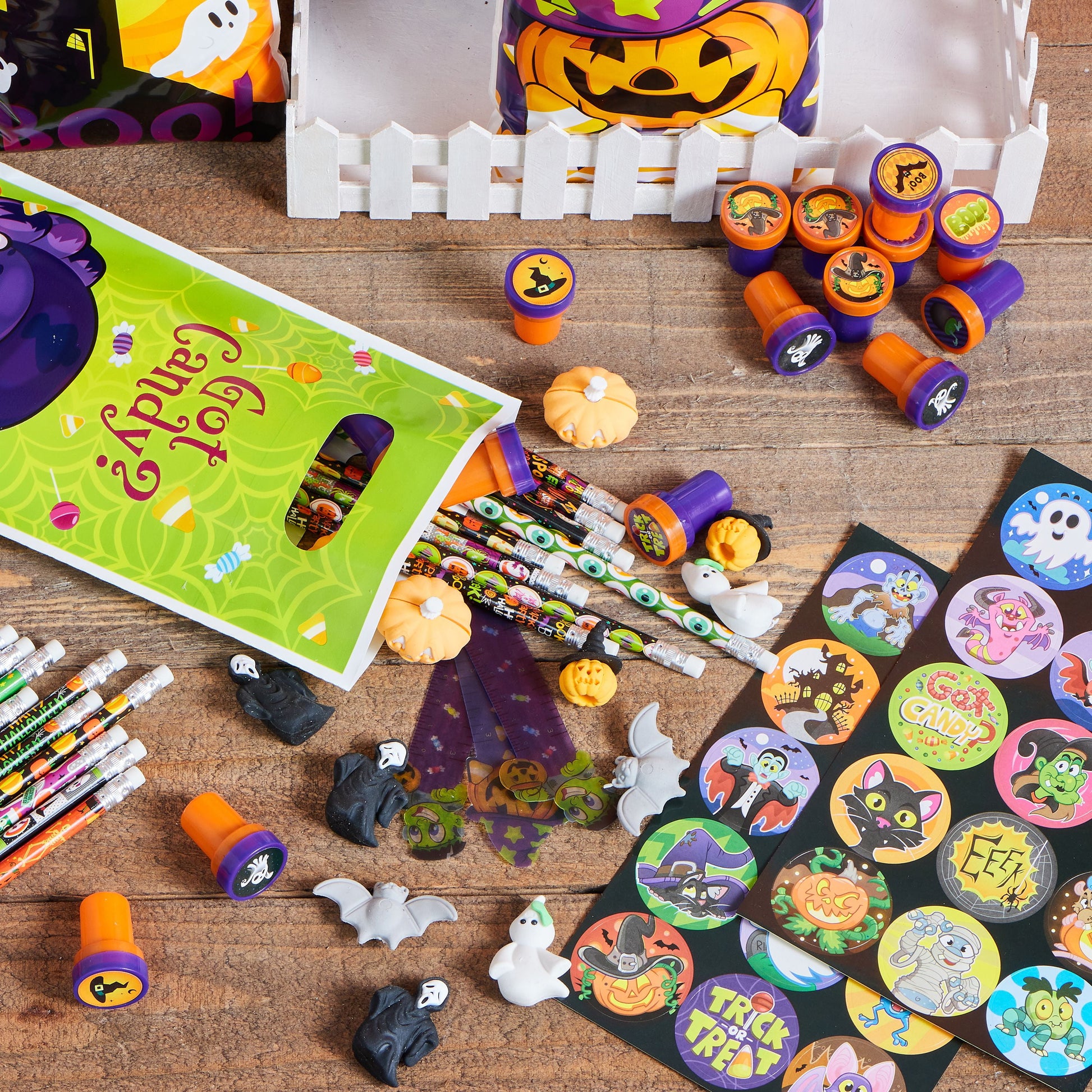 144 Pcs Halloween Stationery Set for Kids,Halloween Pencils Stickers Erasers Stamps Party Favors,Halloween Trick or Treat Bags,Halloween Gifts for Kids,Classroom Favors
