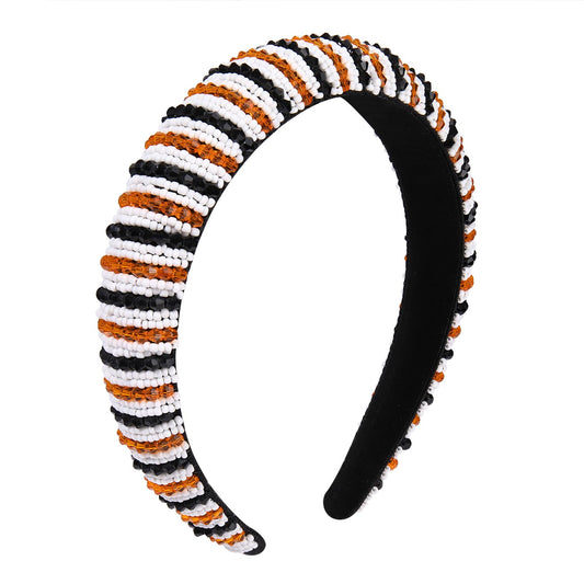 Halloween Headband Bejewelled Crystal Beaded Padded Headband Statement Halloween Costume Headwear Hair Accessory