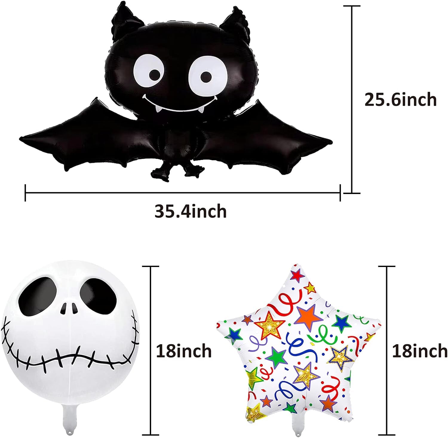 5PCS Large Halloween Foil Balloons Giant Bat Skeleton Demon Balloon for Halloween Party Decorations Supplies