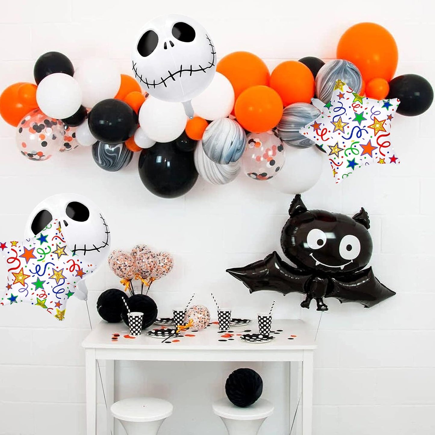 5PCS Large Halloween Foil Balloons Giant Bat Skeleton Demon Balloon for Halloween Party Decorations Supplies