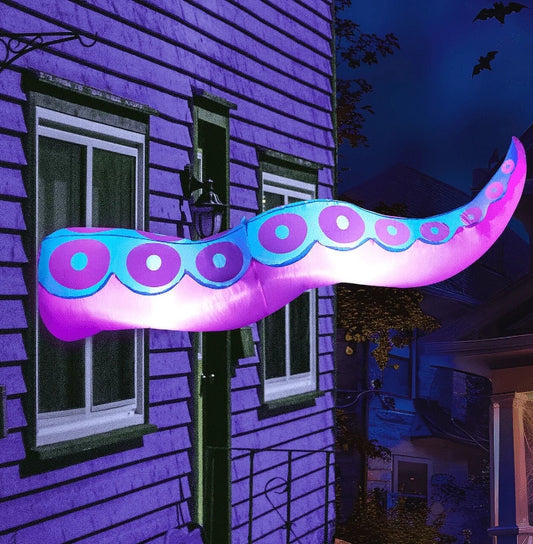 5Ft Halloween Inflatable Outdoor Giant Octopus Tentacle Broke Out from Window with Built-In LED Blow up Inflatable for Window Decoration Yard Garden Lawn Decor