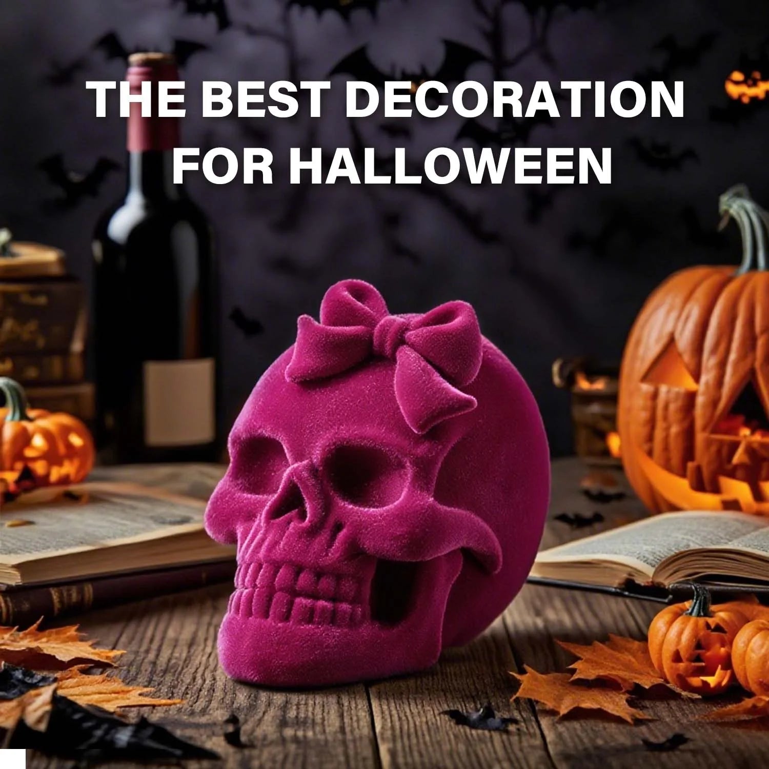 2Pcs Pink Halloween Skulls Decor, Stacked Skulls for Halloween Decoration Indoor, Halloween Prop Gothic Decor