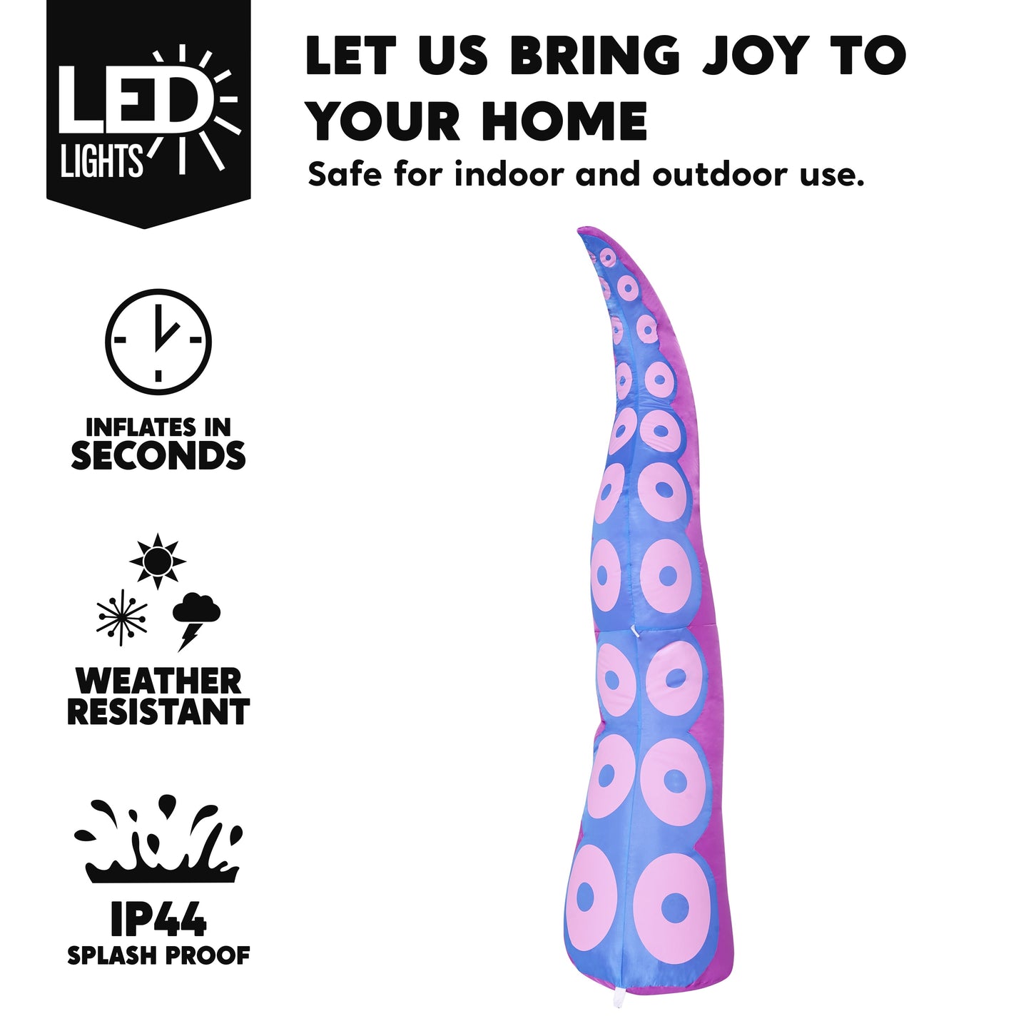 5Ft Halloween Inflatable Outdoor Giant Octopus Tentacle Broke Out from Window with Built-In LED Blow up Inflatable for Window Decoration Yard Garden Lawn Decor