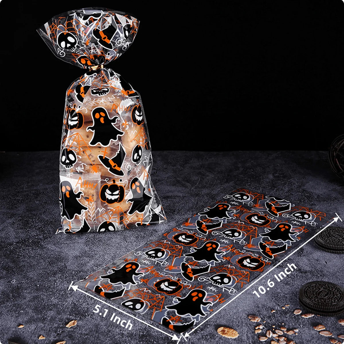 Halloween Treat Bags Halloween Candy Cellophane Bags 200Pcs Halloween Goodies Bag with Twist Tie