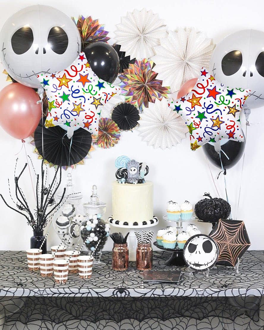 5PCS Large Halloween Foil Balloons Giant Bat Skeleton Demon Balloon for Halloween Party Decorations Supplies